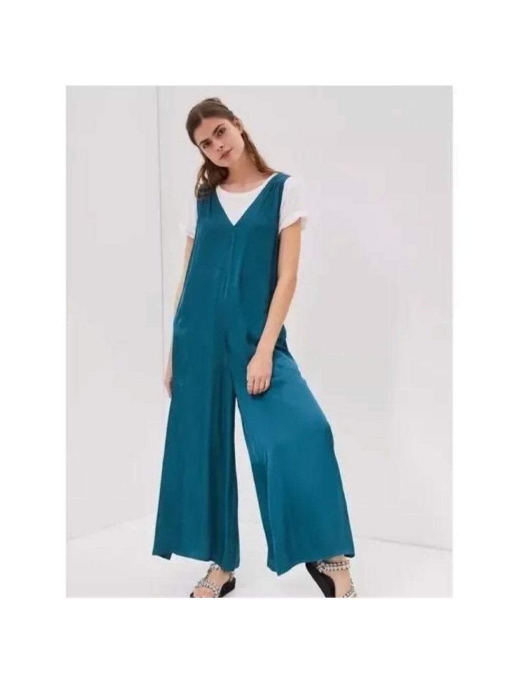 Anthropologie Juniper Wide Leg V Neck Cut Out Jumpsuit Small